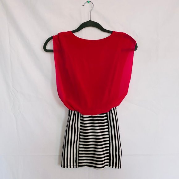 Speechless blouse dress pink top and striped skirt - Picture 2 of 5